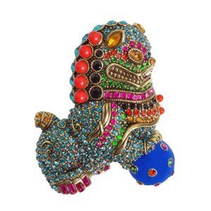 HEIDI'S BRAND NEW "FU DOG" ENAMEL & BEADED CRYSTAL PIN